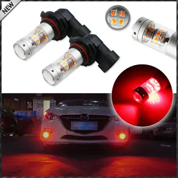 2pcs 360-Degree Brilliant Red 3030 High Power 9006 HB4 9012 LED Replacement Bulbs For Fog Lights, Driving Lights