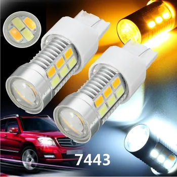 Auto 7440/7443 22 SMD Car Truck Automobiles Turn Signal Light Tail Stop Brake Lamp Bulb DRL Light DC 12V Dual Color Switchback