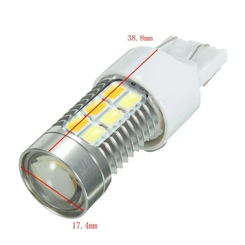 Auto 7440/7443 22 SMD Car Truck Automobiles Turn Signal Light Tail Stop Brake Lamp Bulb DRL Light DC 12V Dual Color Switchback