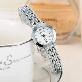 RENOS Quartz Watch Women Rhinestone Crystal Girl Friend Ladies Gift Wrist Watches Casual Fashion Stainless Steel Wristwatch uomo