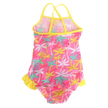 Girls Swimwear One Piece Swimsuit for Girl 2T-12T Cute baby girl bathing suit Yellow Tree Print Children swim wear