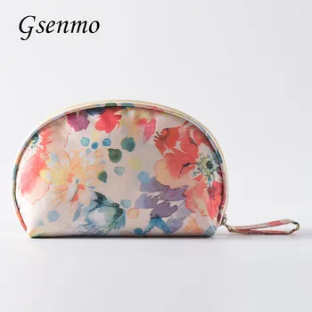 Gsenmo Shell Small Capacity Travel Cosmetic Make up Bag Protable Makeup Bag Purse Pouch Zipper Main Brand Beautician Clutch bag