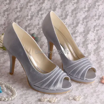 Wedopus MW1491 Women Purple Satin High Heel Bridal Wedding Shoes Peep Toe in Summer