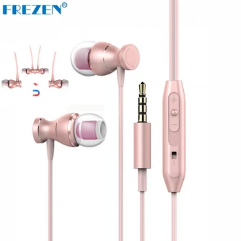 FREZEN T08 In-Ear Earphone Metal Magnetic Adsorption Super Bass Stereo Headset With Microphone For Xiaomi Iphone MP3 MP4 PC Ipad
