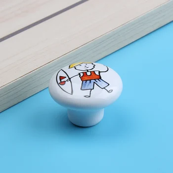 New 2017 Drawer knobs Kitchen Cabinet pulls Porcelain dresser cupboard modern Cartoon Boy Furniture Door Handles Ceramic knobs