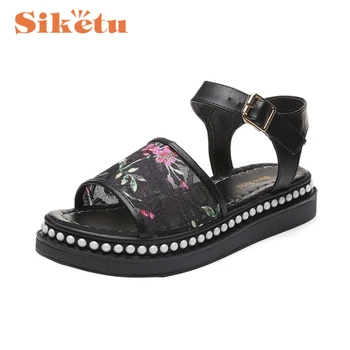 Women Sandals Shoes Top Quality Lace Flower Summer Slip-on Flats Casual Ladies Shoes Sandalias 17May1