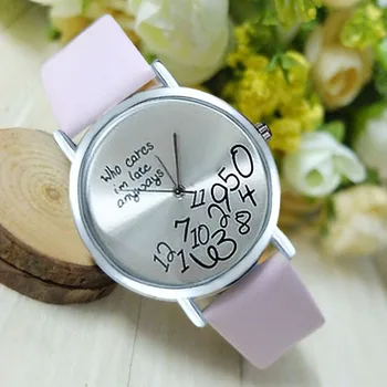 Hot Fashion Women's Watches Faux Leather Whatever I am Late Anyway Letter Watches women ladies Quartz Watch ,Simple