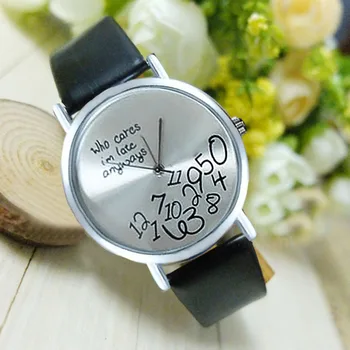 Hot Fashion Women's Watches Faux Leather Whatever I am Late Anyway Letter Watches women ladies Quartz Watch ,Simple