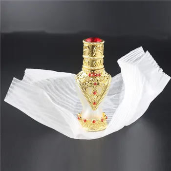 1pieces 8ml Retro Gold Graven Metal and Glass Empty Container Refillable Portable Gift Perfume Bottle with Glass rod drop