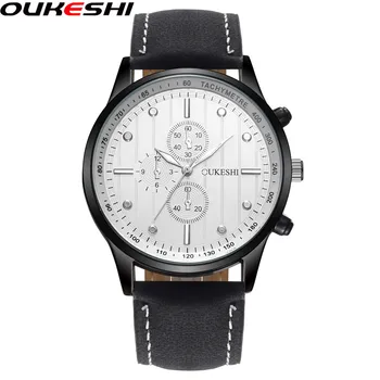 OUKESHI Brand Fashion Men Sports Watch Casual Leather Military Watch Male Waterproof Quartz Wristwatch Relogio Reloj Mujer Gift