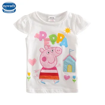 Novatx K4079 retail short sleeves casual wears baby girl clothes children girl t-shirts for 2016 arrival