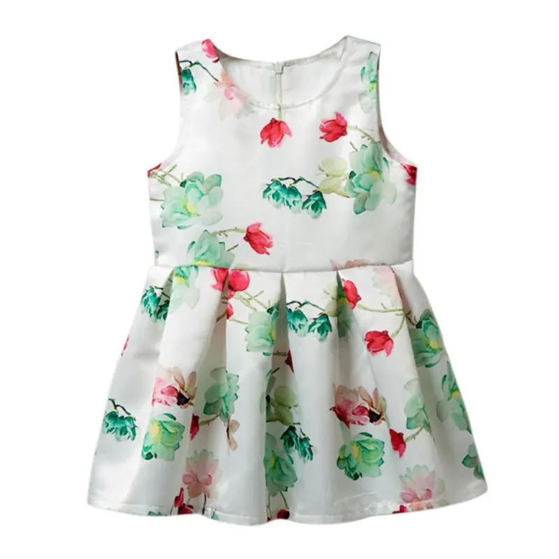 Summer Vestido Baby Girls Dresses Cotton Fashion Floral Sleeveless Party Birthday Kids Clothing