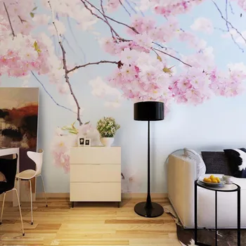 Custom Photo Wallpaper Cherry Blossom Beautiful Floral Wall Mural Backdrop Living Room 3D Room Landscape Wall Papers Home Decor