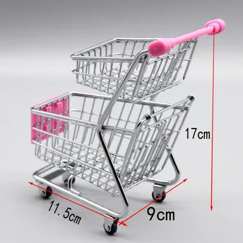 Mini Supermarket Handcart Toy Shopping Utility Cart Mode Storage Funny Folding Shopping Cart for Barbie doll Children gift toy
