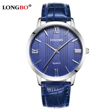 2017 Watches Mens LONGBO Brand Luxury Casual Military Quartz Business Wristwatch Male Clock Leather Watch Relogio Masculino