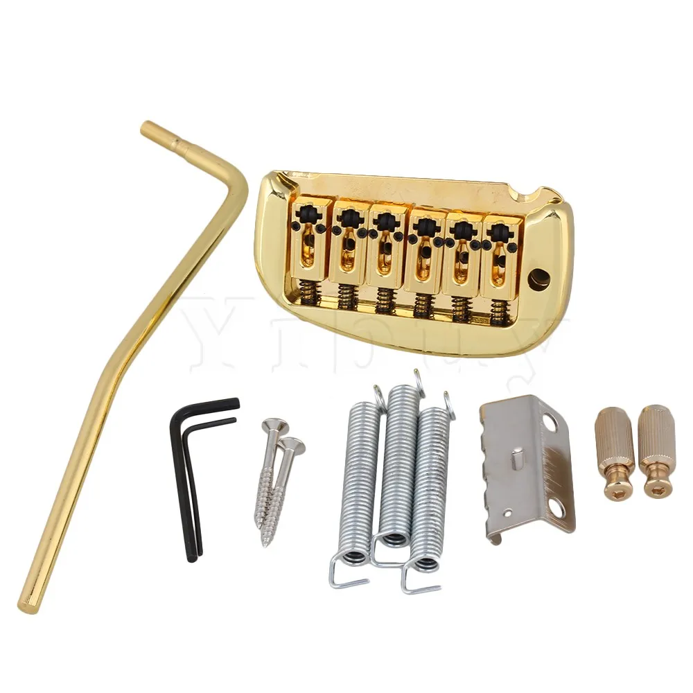 Yibuy Golden Double Locking System Tremolo Bridge for 6 String Electric Guitar