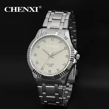 CHENXI Mens Watch Fashion Casual Steel Band Silver Wrist Watch Men Brands luxury diamond Quartz Watches for Men Man Gift