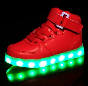 STRONGSHEN New USB Charging Kids Sneakers Fashion Luminous Lighted Colorful LED lights Children Shoes Casual Flat Boy girl Shoes