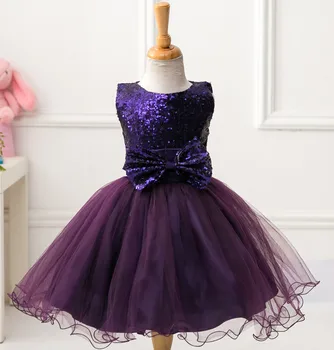 Red Blue Yellow Purple Kid Sequin Flower Girl Princess Dresses for Party and Wedding Toddler Junior Girls Bow Pageant Ball Gowns
