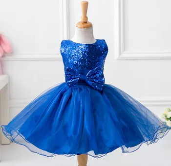 Red Blue Yellow Purple Kid Sequin Flower Girl Princess Dresses for Party and Wedding Toddler Junior Girls Bow Pageant Ball Gowns