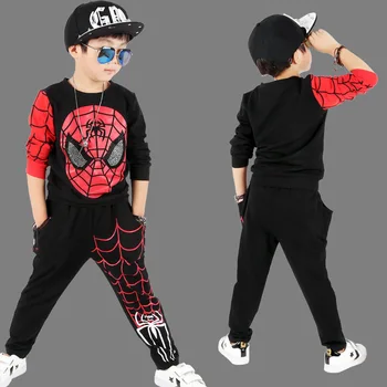 Boys clothing set spider-man pattern tops+harem pants 2pcs children clothing teenage sport suit kids clothes boy clothes fashion