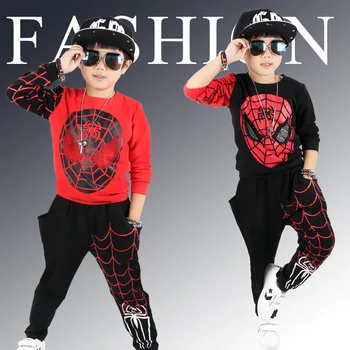 Boys clothing set spider-man pattern tops+harem pants 2pcs children clothing teenage sport suit kids clothes boy clothes fashion