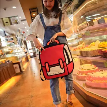 Women Funny Bag Cartoon Package 3D Three-dimensional Bag 2D Backpack New Fashion Popular