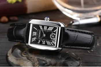 Small Dial Work Brand Tag CHENXI Casual Watches Classic Black Leather Square Quartz Couple Watch Fashion Men & Women Watch Hours