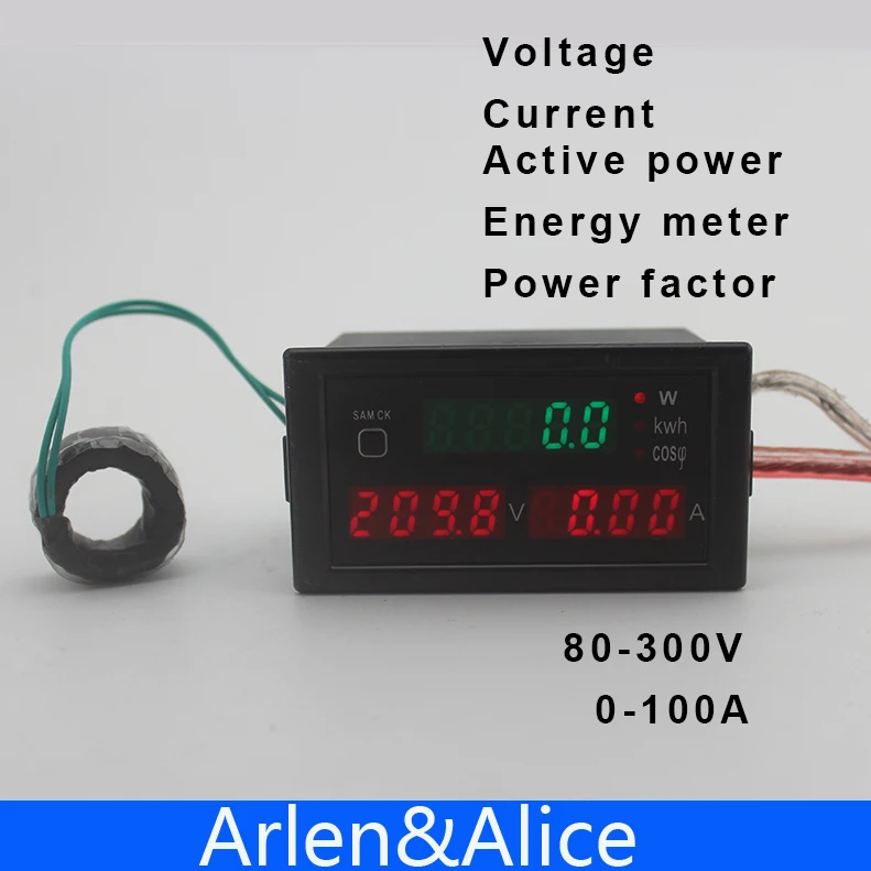 D69 Multi-functional LED display panel meter voltmeter ammeter with active and Electric energy and power factor 80-300V 0-100A