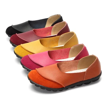 HEE GRAND Women's Flats For Spring PU Artificial Leather Shoes Woman Patchwork Slip On Loafers Summer Size Plus 35-43 XWD4933
