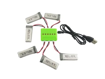 Hubsan X4 H107P 5PCS 3.7V 520mah battery and 5 in 1 charger helicopter battery H107P-09 spare parts for aircraft