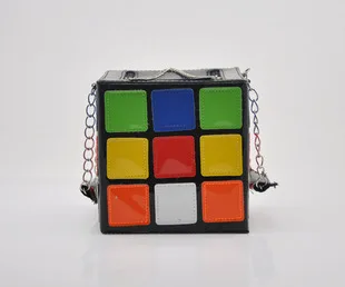 New Design Girl Laies Fashion Cute Magic Color Fancy Cube Bag Handbag Purse Gift PU Top