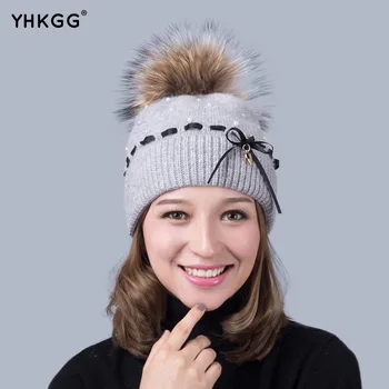 2016 newest fashion elegant ladies Fan Winter Warm Hat Knitted Cashmere brand new thick female cap beanies