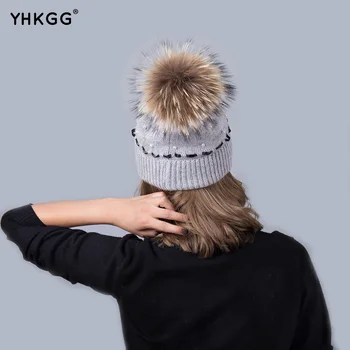 2016 newest fashion elegant ladies Fan Winter Warm Hat Knitted Cashmere brand new thick female cap beanies