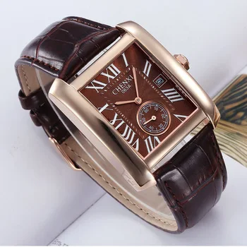 2017 CHENXI Classic Design Rectangular Men Watches Luxury Brand Stylish Leather Watch Women Ladies Dress Wristwatch Reloj Hombre