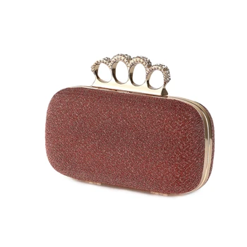 2016 Knuckle Rings Evening Bags Punk Style Silver Clutch Bag purse Glitter Gold Clutches bag Party Purse handbags SH28