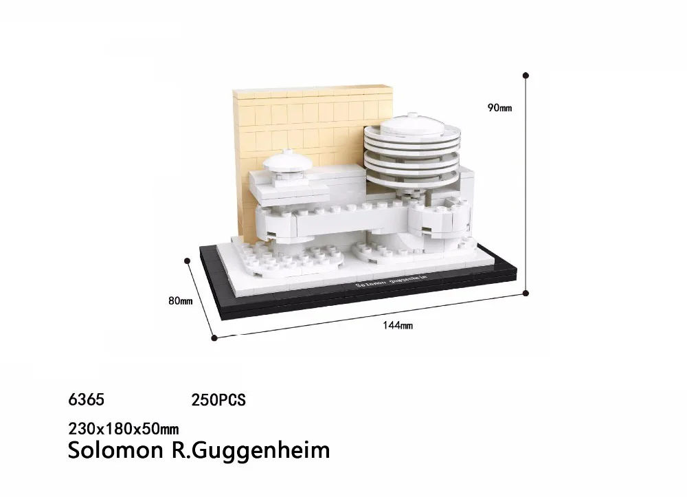 Hot World famous Architecture Solomon R.Guggenheim United States city building block model educational toys collection bricks