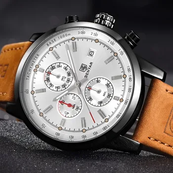 Mens Watches Top Brand Luxury BENYAR Men Military Sport Luminous Wristwatch Chronograph Leather Quartz Watch relogio masculino