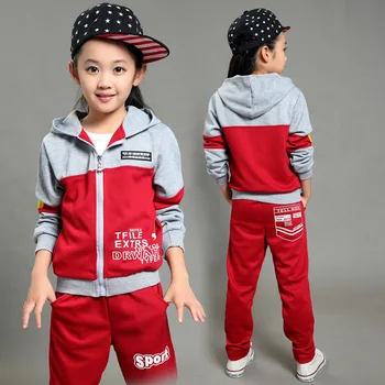 2017 casual children clothing boy zipper clothes sets children sport suits big girl & boy Tops + Pants 2pcs kids clothes sets