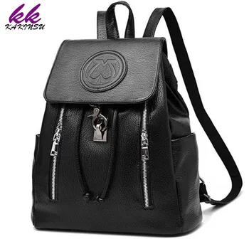 KAKINSU Fashion Leather Backpack Women Bags Preppy Style Backpack Girls School Bags Zipper Shoulder Women's Back Pack