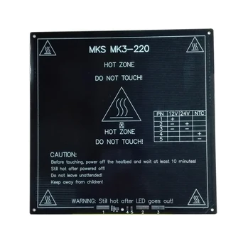 Updated, High Temperature 120 Degree 220*220*3mm 3D Printer Aluminum MK3 PCB HeatBed Dual Power Heat Bed Alu HotBed