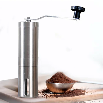Manual Coffee Grinder Stainless Steel Conical Burr Mill for Precision Brewing Brushed