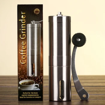 Manual Coffee Grinder Stainless Steel Conical Burr Mill for Precision Brewing Brushed
