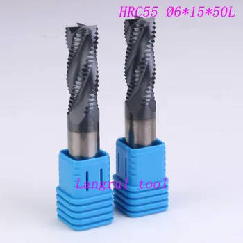 5pc 6mm HRC55 D6*15*D6*50 4Flutes Roughing End Mills Spiral Bit Milling Tools Carbide CNC End mill Router bits