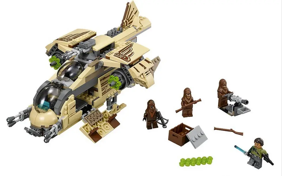 569pcs 10377 STAR WARS Wookiee Gunship Building Blocks Chewbacca Figures kids Educational Bricks Toys Compatible with Lepin