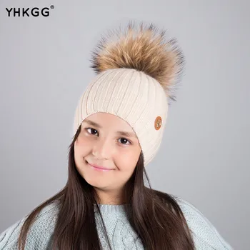 YHKGG 2016 latest brand new  children girl ear warm knit  Winter Warm Hat Knitted Cashmere Wool Knitted beanies