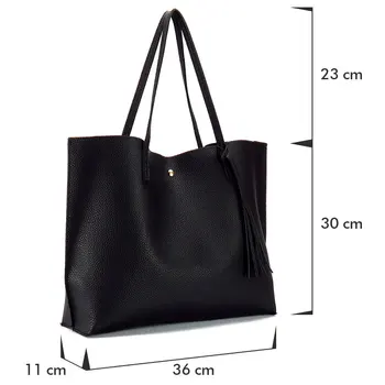 Artificial leather hand bag female tassel handbag woman rivet new big shoulder bag 2017 designer ladies totes