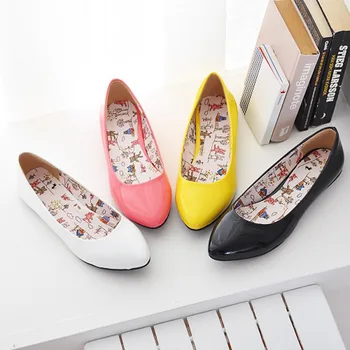 PU Leather Point Toe Women shoes Casual Flat Shoes office lady women platforms Slip-On spring autumn shoes
