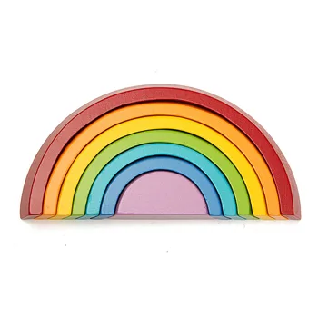 Activity Funny Rainbow Wooden Buliding Blocks Children Early Education Toys Brinquedos Children Kids Educational Play Toy Set