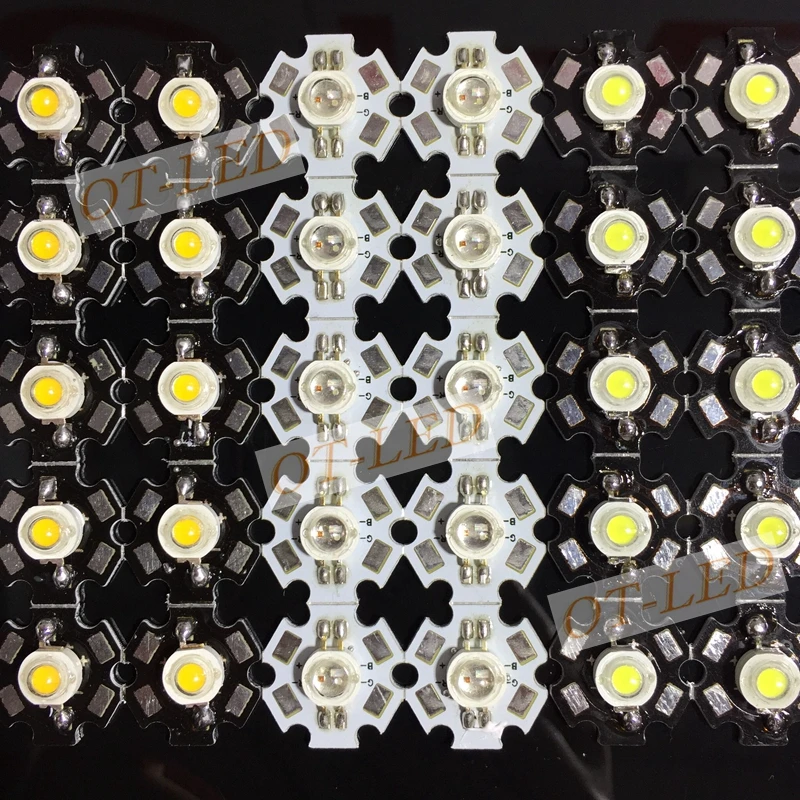 100pc 1W 3W High Power LED light Chip emitter, Red, Green, Blue, Yellow, white(neutral White), Warm White, Cool White Colors led
